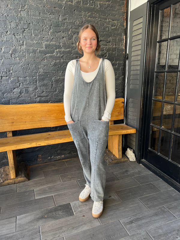 Mineral Wash Relaxed Fit Jumpsuit