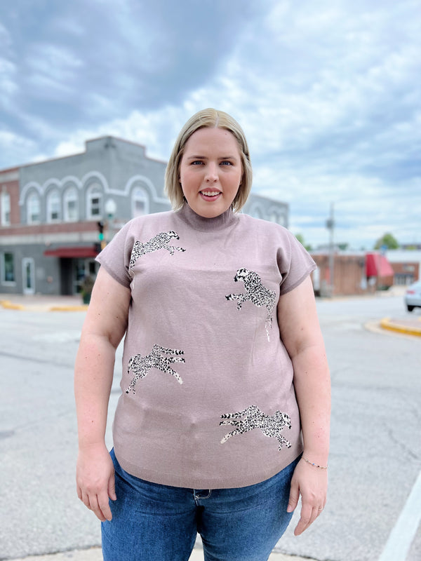 Curvy Mocha Cheetah Sleeveless Top