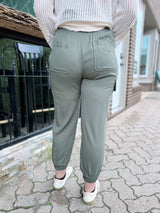 Dark Olive Drawstring Cargo Pants