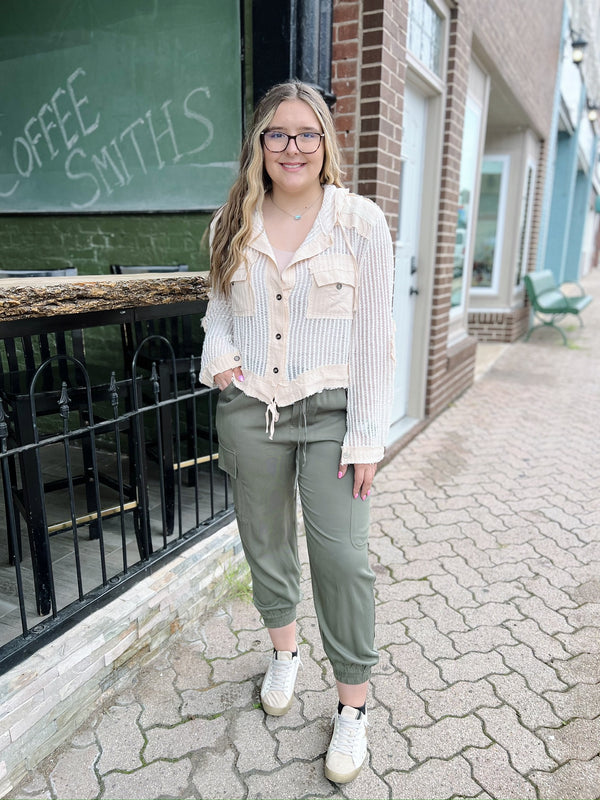 Cream Crocheted Linen Detail Top