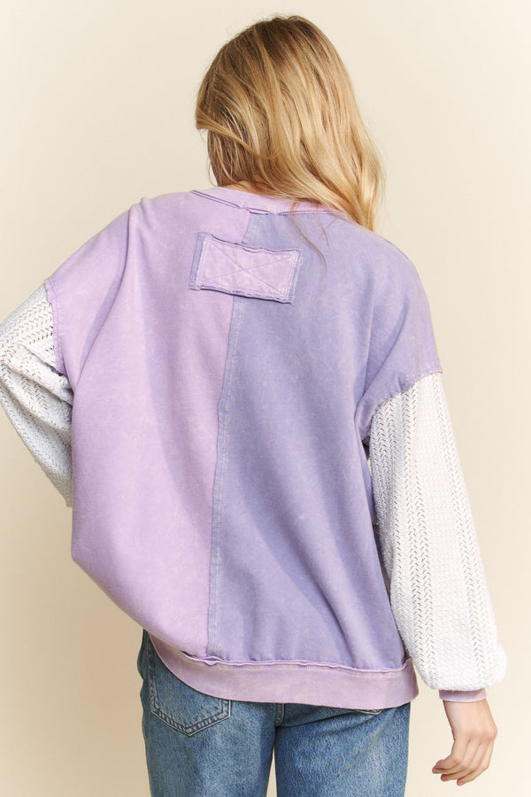 Lavender ColorBlock Peace Sign Top