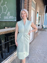 Sage Maxi Dress With Zipper Front