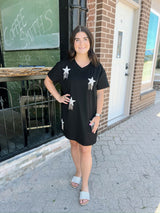 Black Star Rhinestone Fringe Dress