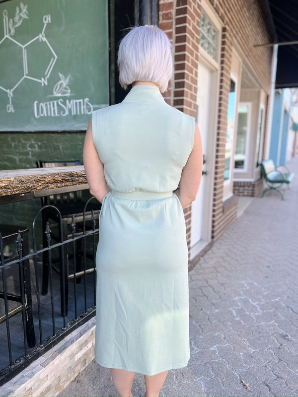 Sage Maxi Dress With Zipper Front