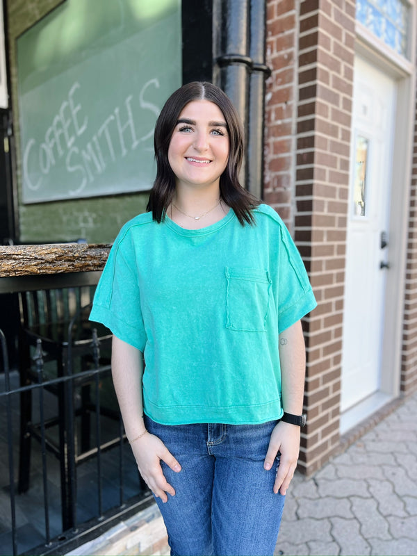 Teal Boyfriend Fit Tee