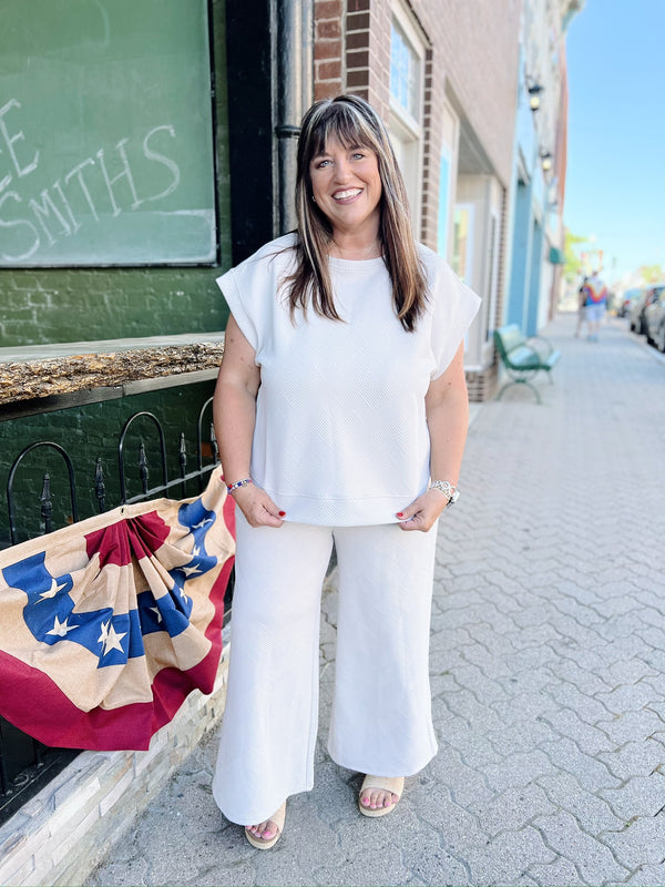 Curvy Beige Textured Lounge Pants