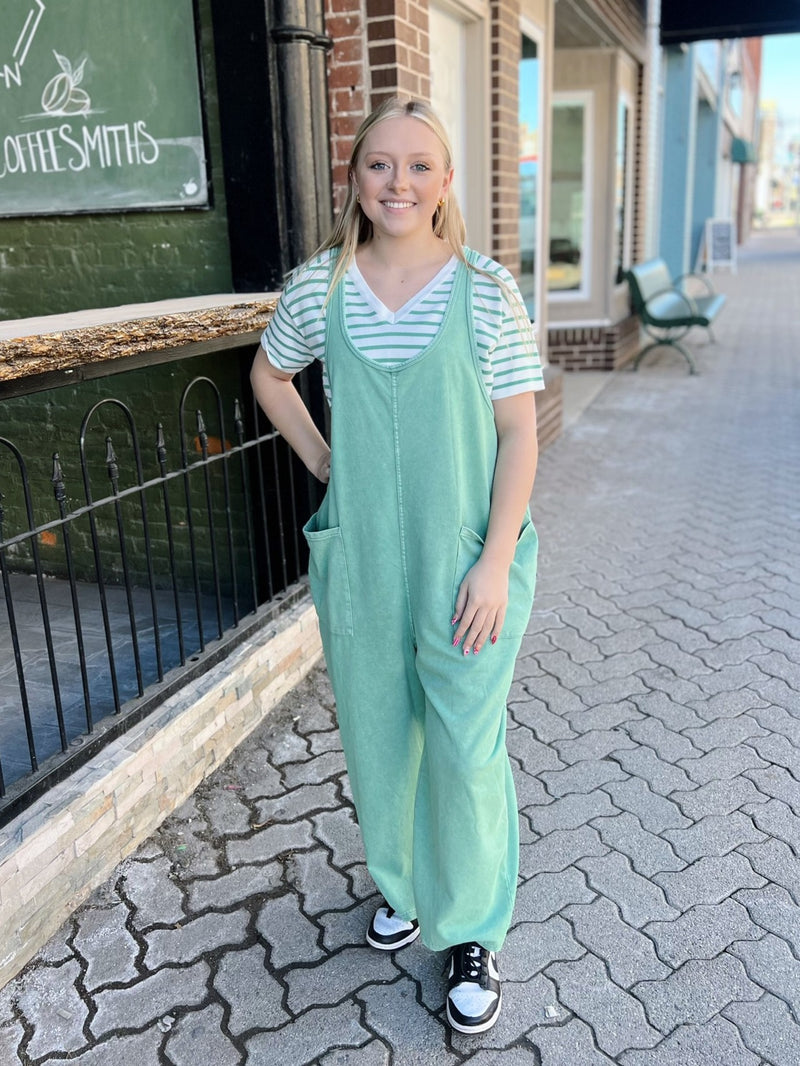 Slouchy Knit Overalls with Front Pockets