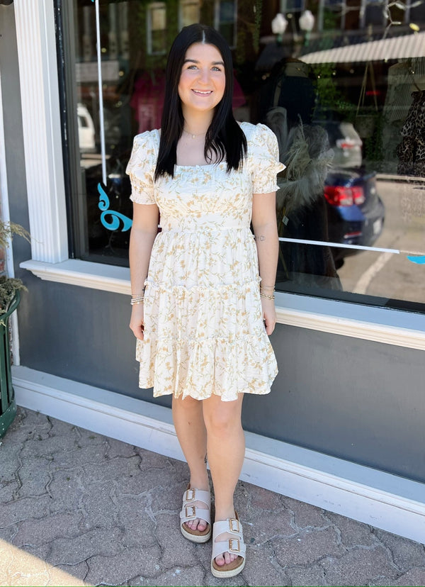 Ivory Multi Floral Ruffle Dress