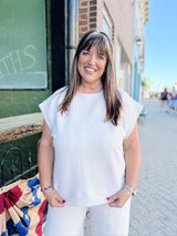 Curvy Beige Textured Basic Top