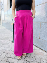 Pink Pleated Wide Leg Pants