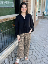 Taupe Leopard Dressy Pants With Pockets