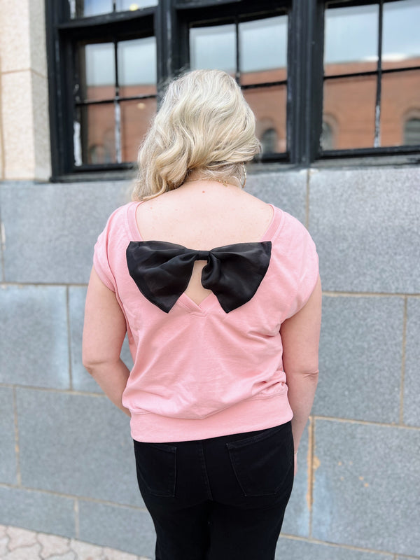 Pink Sleeveless Bow Detail Top