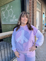 Lavender ColorBlock Peace Sign Top