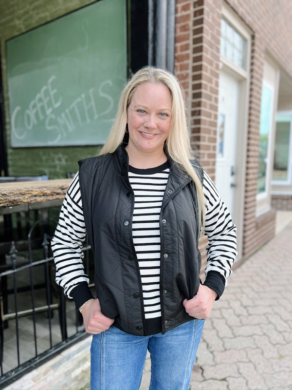 Black Lightweight Quilted Vest