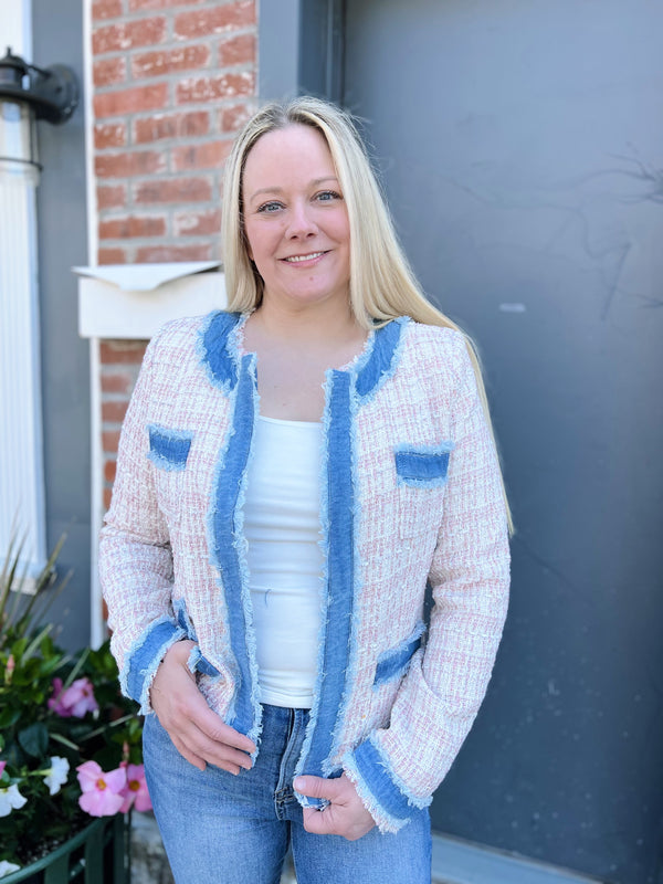 Soft Pink Tweed Blazer