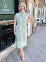 Sage Maxi Dress With Zipper Front