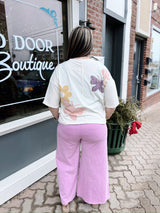 Curvy Mineral Wash Wide Leg Pants