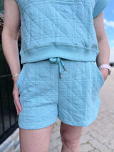 Seafoam Quilted Lounge Shorts