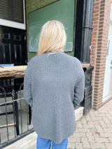 Charcoal Knit Open Front Cardigan