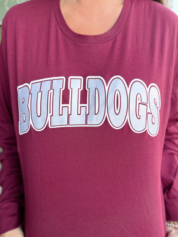 Bulldogs Glitter Vinyl Mascot Long Sleeve Tee