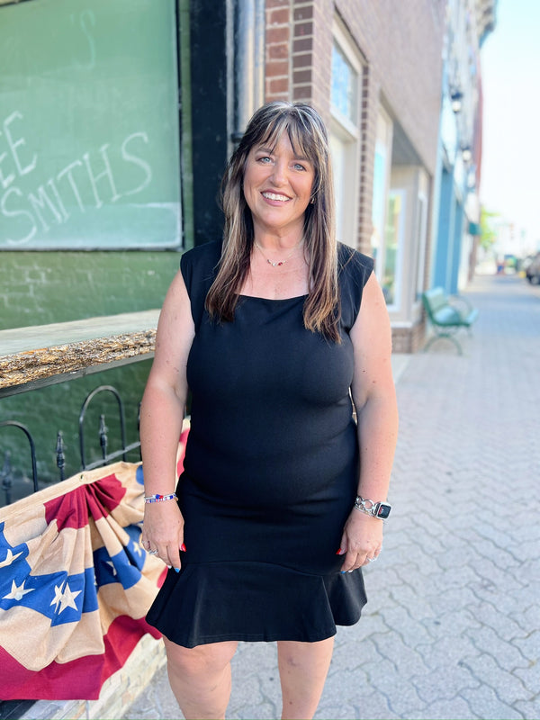 Curvy Black Square Neck Dress