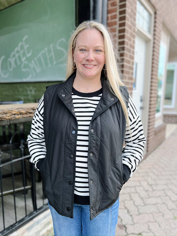 Black Lightweight Quilted Vest