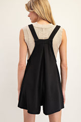 Slouchy Ribbed Romper with Front Pockets