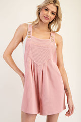 Slouchy Ribbed Romper with Front Pockets