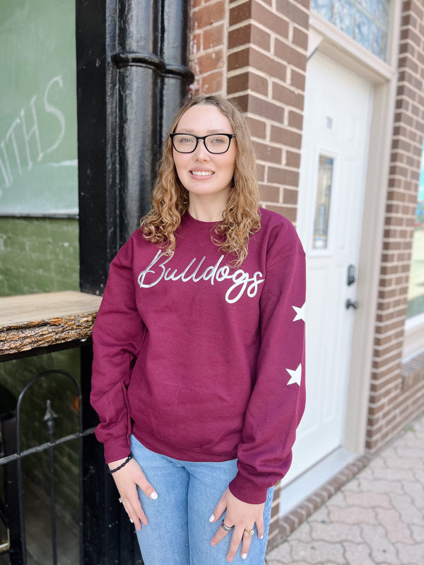 Bulldogs Metallic Puff Print Star Detail Crewneck