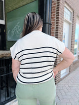 Curvy Cream Striped Sweater Vest