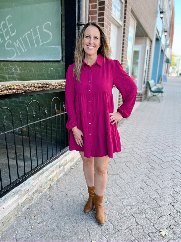 Flowy Tiered Collared Dress