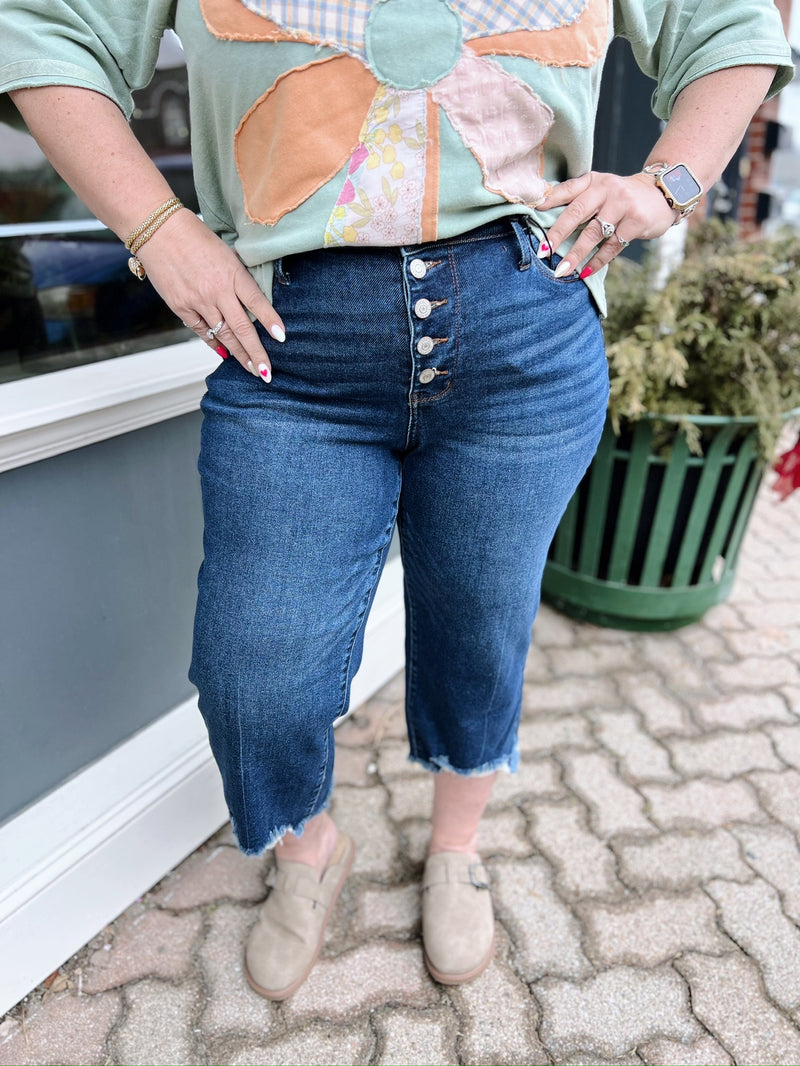 Curvy Austyn's Hem Cropped Wide Leg