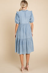 Chambray Tiered Midi Dress