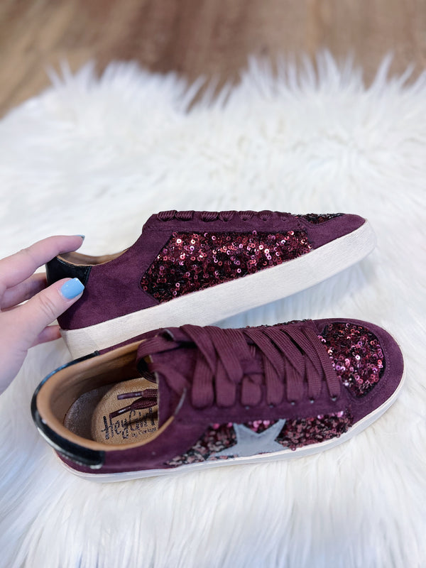 Spirit's Maroon Sequin Sneakers