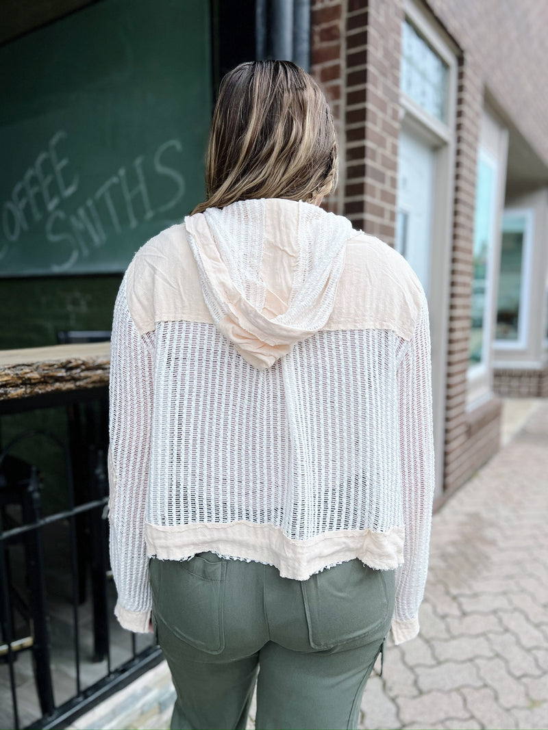 Cream Crocheted Linen Detail Top