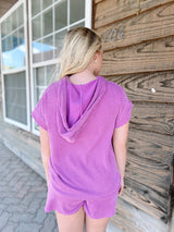 Purple Hooded Textured Top