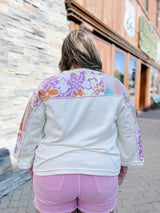 Curvy Ivory Floral Mix Wide Sleeve Top