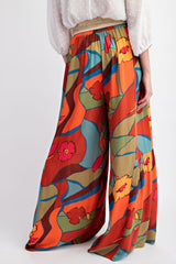 Multi Colored Floral Wide Leg Pant