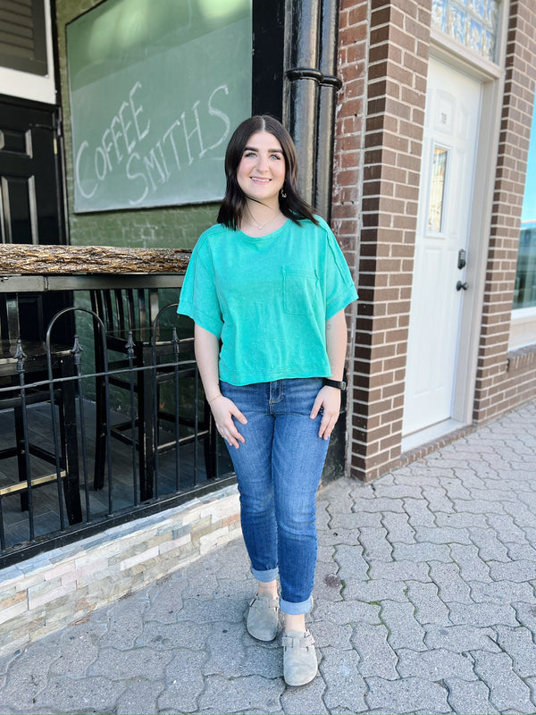 Teal Boyfriend Fit Tee