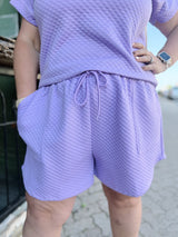 Curvy Lavender Bubble Textured Shorts