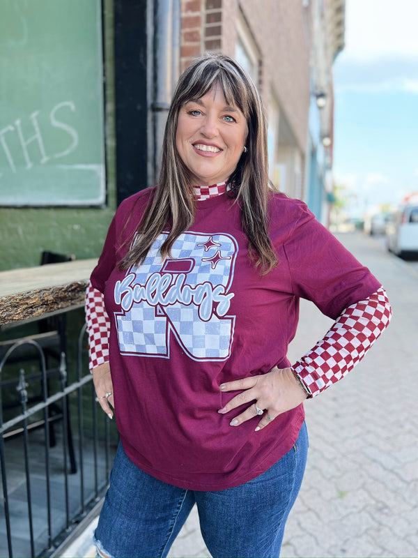 Maroon Sheer Checkered Top