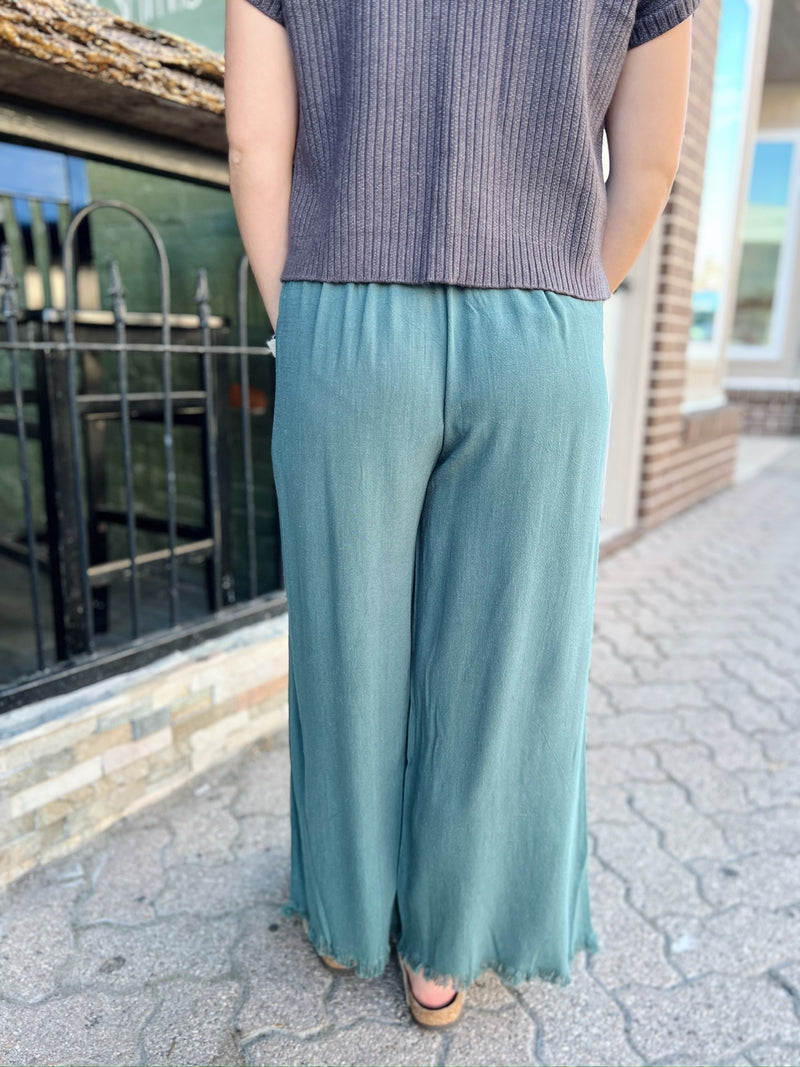 Linen Raw Hem Pants