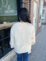 Cream Plunge Button Down Daisy Sweater