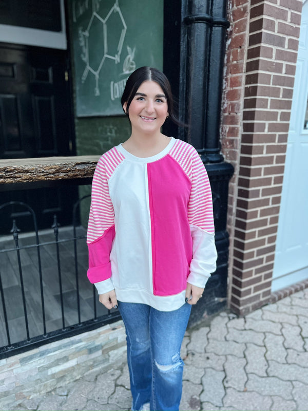 Colorblock and Stripe Mix and Match Top