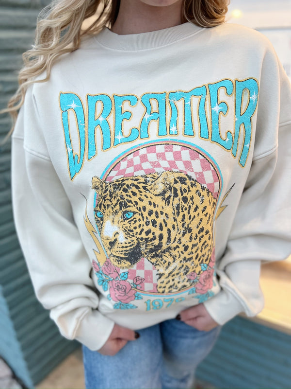 Dreamer Leopard Vintage Graphic Sweatshirt