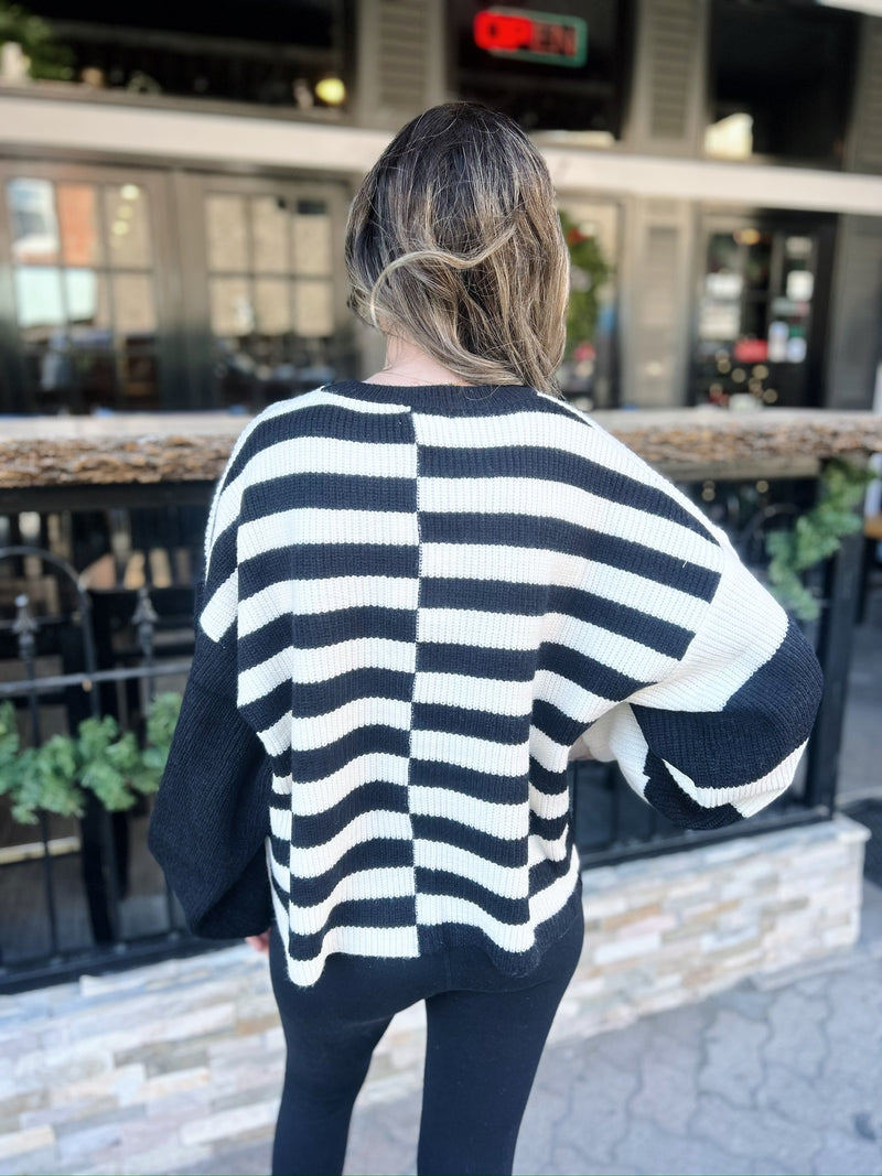 Color Block Back Striped Sweater