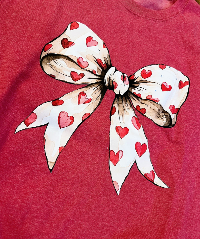 Red Sweatshirt with White Heart Bow