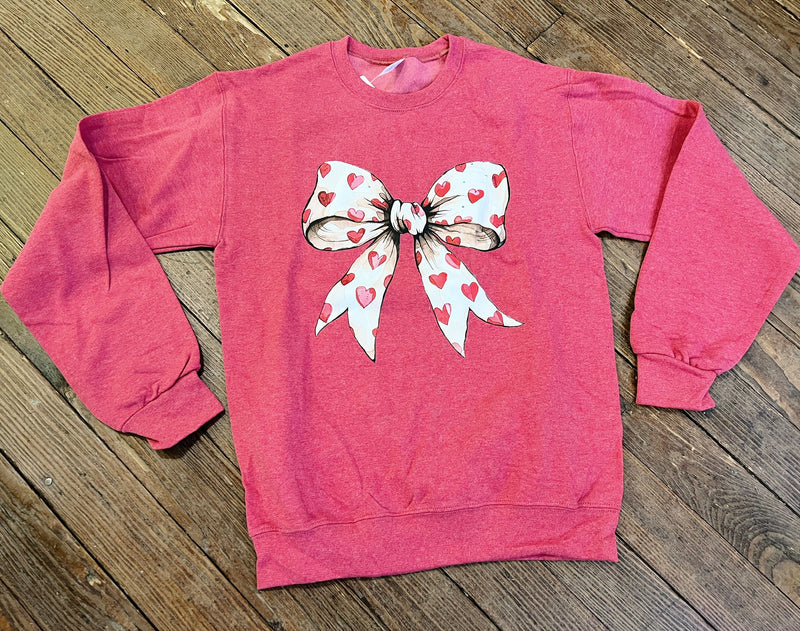 Red Sweatshirt with White Heart Bow