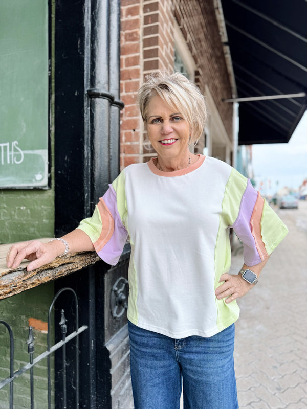 Pastel Colorblock Oversized Top