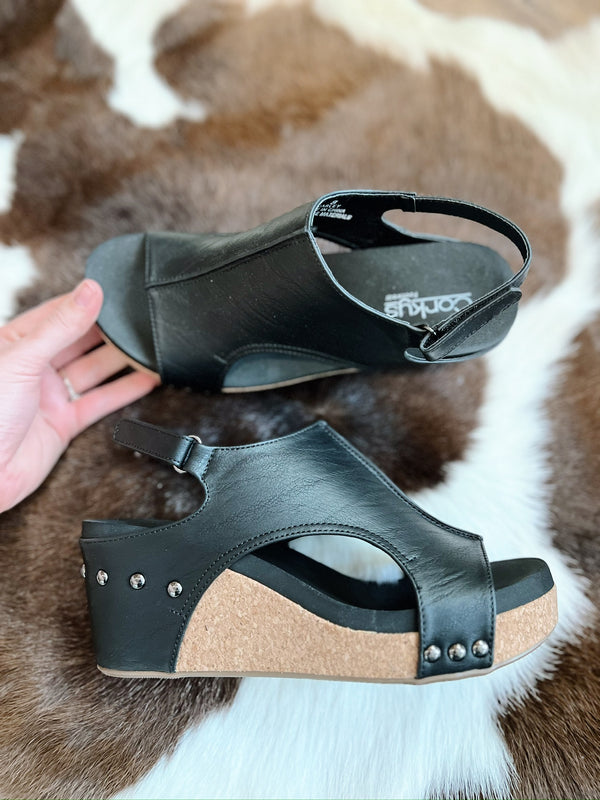 Niko's Smooth Black Sandals with Heel